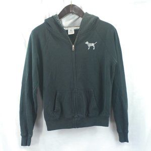 VS Pink Black Full Zip Hoody Sweatshirt sz XS